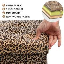 Ottoman Storage Ottoman Footrest Stool Small Ottoman With Storage Foldable Ottoman Foot Rest Footstool Bench For Living Room 17x13x13inches Leopard Print - LeopardPrint - View 5