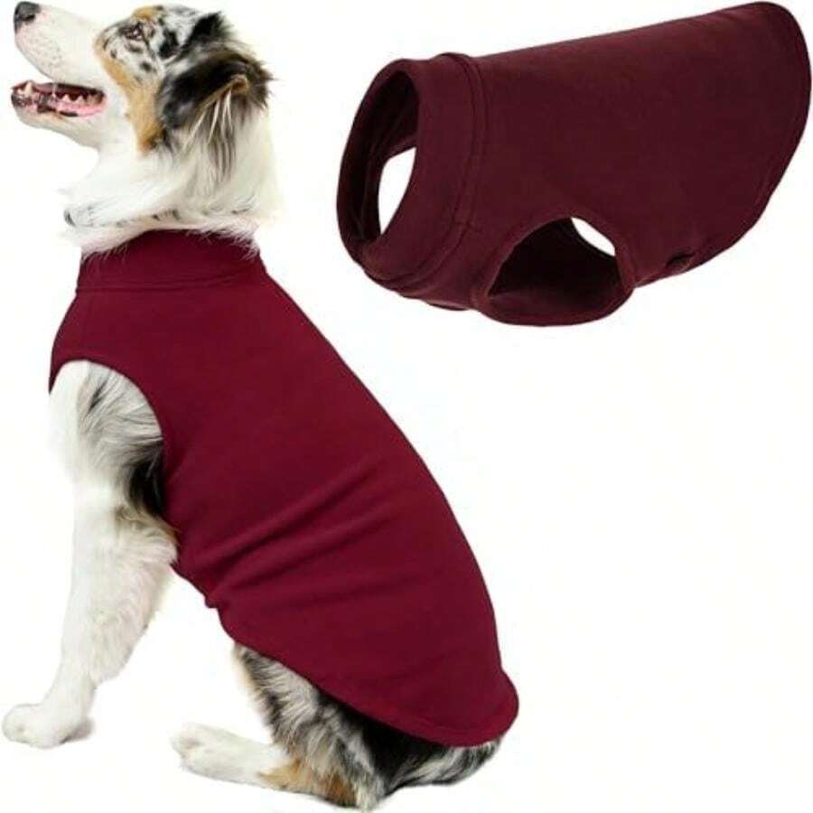 GOOBY - Chaleco de forro polar elástico para perros para clima frío, , mediano(borgoña 4X-Large Longitud: (21")) - Multicolor - Ver 1