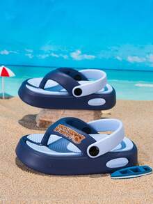 1双幼儿男童人字拖，带后跟带，易于穿脱，厚实柔软防滑鞋底，时尚可爱，适合宝宝小脚。 - 彩色 - 查看 7