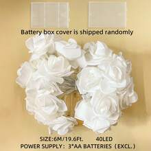 1pc 1.5/3/6m LED Rose Flower String Light With Warm White Light, Perfect For Wedding, Proposal, Party, Home, Garden, Outdoor, Camping, Holiday, Christmas, Festival, Princess Bedroom, Valentine's Day Decoration (Battery Not Included),Christmas - Warm White - View 9