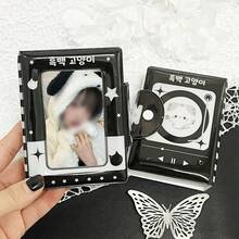 1 pieza Álbum de tarjetas de fotos, material de PU Álbum de fotos con gato negro y música, estilo lindo Ins 3-3.5in, adecuado para tarjetas de álbum de estrellas, tarjetas de anime y juegos, almacenamiento y protección, regalo de Año Nuevo, regalo de San Valentín, regalo de Pascua - Multicolor - Ver 4