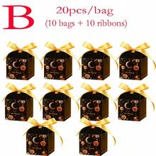 20pcs/Pack (10 Boxes + 10 Ribbons) Holiday Moon Flower Dates Candy Chocolate Gift Packaging Paper Boxes With Star Moon Flower Patterns, Multi-Color Options, Elegant Paper Box And Ribbon Set For Gift Wrapping - Multicolor - View 4