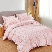 Juego de Ropa de Cama Navideña 3 Piezas Matrimonial/Queen, Microfibra con Copos Rojos y Renos, Funda de Edredón + Cubrecama, Suave al Tacto - Naranja Paisley - Ver 2