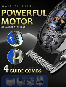 LQT 1/2/3pcs Professional Hair Clipper & Beard Trimmer Set, Men's Cordless Electric Hair Clipper, USB Rechargeable & Digital Display, Men's Grooming Tools, Portable Electric Shaver, Home Haircut Kit, Christmas Gift For Dad, Gift For Men - Multicolor - View 5