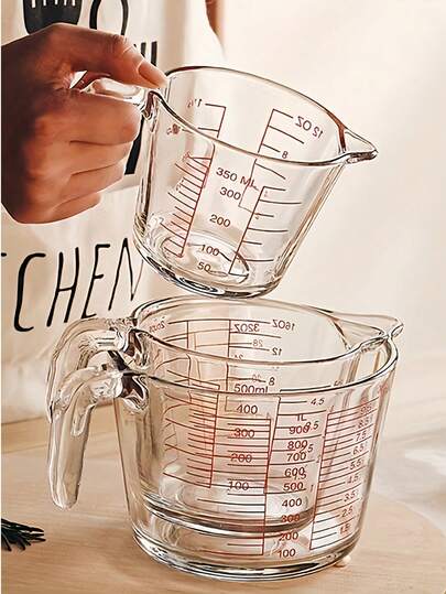 Heat-Resistant Glass Measuring Cup With Precise Markings And Handle, Coffee Measuring Cup, Baking Measurement Tool, Multifunctional Kitchen Utensil, Suitable For Measuring Baking Ingredients, Milk, Water And Flour, Kitchen Accessory