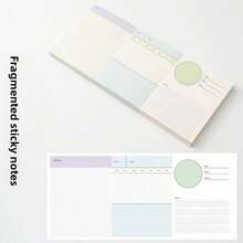 Three-Section Notepad With Organized Sticky Notes, Non-Adhesive, Creative, Tearable Planning Paper For Students' Reminders And Messages. - Nhiều màu - Xem 7