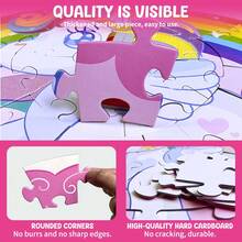 70pcs Unicorn Floor Puzzle, Suitable For 3-5 Years/4-6 Years Old Girls, 58x58cm Large Round Floor Puzzle, Ideal Toy Gift For Boys And Girls, Suitable For Thanksgiving, New Year, Back To School And Other Holidays - Pink - View 6