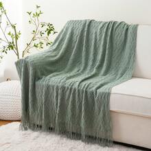 Sage Green Throw Blanket 50 X 60 Inches Throw Textured Solid Soft Sofa Throw Couch Cover Decorative Blanket - Orange - View 10