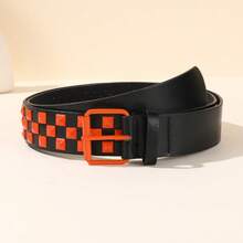 Multi-Color European & American Square Bead Waist Belt For Women, Fashion Pin Buckle Pyramid Inlaid Wide Leather Belt