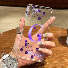 Funda de teléfono transparente de TPU con patrón dinámico floral púrpura claro para Galaxy S25/S24/S23/S22/S21/A73/A72/A56/A55/A54/A53/A52/A51/A36/A32/A31/A24/A22/A21/A12/A10/A05/A02/M32/M22/M12/M01, promoción de  caliente de celebridades de internet, funda de teléfono suave a prueba de golpes de estilo unisex exquisito. - Multicolor - Ver 5
