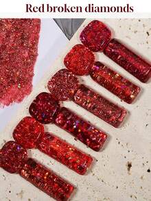 6件/套 2025新款 12ml容量 情人节礼物 夏季梦幻婚礼蕾丝亮片超亮细闪糖果冰透明不对称闪片玻璃纸凝胶指甲油 - 彩色 - 查看 28