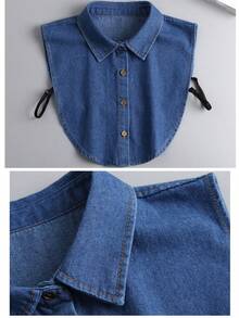 1pc Women's Detachable Denim Pointed Collar Shirt Collar Accessory, Versatile Clothing Accessory Suitable For Autumn/Winter - Multicolor - View 3