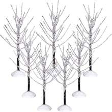 7 Pieces Mini Christmas Decor Trees,Snow Covered Branch Village Trees,Artificial Christmas Village Displays Tree, Winter Snow Model Birch Trees For Holiday Decorations (Christmas Village Trees) - trắng - Xem 1