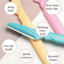 Precision Eyebrow & Face Razor For Men & Women - Stainless Steel Hair Trimmer With Safety Cover, Ergonomic Design For Eyebrow, Ear And Nose Hair Removal, Fragrance-Free, Facial Hair Grooming | Modern Grooming Tool | Razor, Eyebrow Trimmer, Great Gift For Valentine's Day, New Year, Etc. Color Randomly Sent - Multicolor - View 4