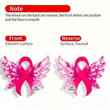 2D flat pink ribbon wings pendant earrings, fashionable jewelry, party gifts, holiday presents for family and friends - Un par - Ver 3