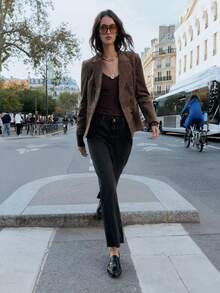 Women's Brown & Black Pocket Flap Moccasin Loafers, Round Toe