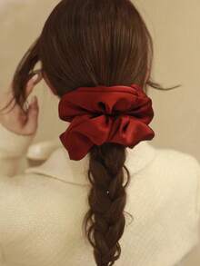 4 Stücke 15cm/5,91 Zoll extra große Satin Soft Haargummi für Frauen, erhältlich in Schwarz, Beige, Rot, Kaffee, Khaki, vielseitig, elegant, minimalistisch, einfarbige Haargummi, geeignet für den täglichen Gebrauch, Lässig, Pendeln, Urlaub, Haarstyling, Pferdeschwanz, Dutt Kopfzubehör, Haargummis, Haargummi Haargummis Elastikband - Verschiedenfarbig - Übersicht 3