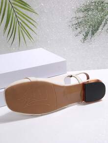 2025 New Classic Retro Roman Style Women's Hollow-Out Square Toe Soft Bottom Flat Sandals For Summer - Khaki - View 8