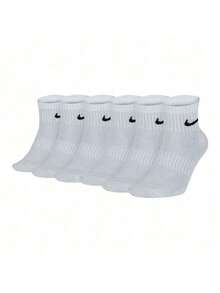Nike Logo Solid Color Comfortable Training Gift Box Socks, Unisex, 3-Pack, White - White - View 6