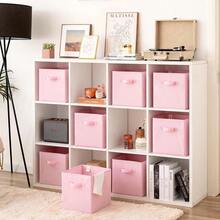 Cube Storage Bins, 11 Inch Storage Cube Organizer, Collapsible Fabric Storage Cubes With Handle, Decorative Cube Storage Organizer For Shelves, Closet, Pink, 8-Pack - 粉紅色8件裝 - 查看 3
