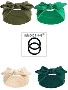 4pcs/12pcs New Cute Rabbit Ear Knotted Headbands, Paisley Pattern Elastic Headbands, Solid Color Bow Headbands For Yoga, Sports, Outdoor, Women Women Hair Accessories Elegant Hair Band