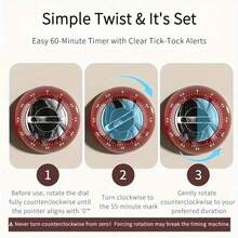 1pc 60-Minute Mechanical Kitchen Timer, Large Dial Loud Reminder, Non-Digital Mechanical Timer, Magnetic Kitchen Countdown Clock, Large Dial Mechanical Design, Essential For Home Baking, Cooking Gadget Without Battery