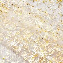 米金色薄纱桌布，60x118英寸长方形，金色亮片闪光金属箔，透明薄纱桌布，适用于婚礼、婴儿派对、庆典、生日（米金色、米金色、白色银色） - 彩色 - 查看 11