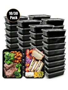 30pcs Covered Meal Containers, 750ml Microwave , 2 Styles (Random Delivery), Disposable Lunch Boxes, PP Material, Stackable, Freezer & Dishwasher , Suitable For Home Kitchen, Restaurant Takeout, Picnic, Kitchen Supplies