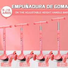 JCH-Scooters para Niños Scooter Patinete de 3 Ruedas con Luz LED y Altura Ajustable Patín del Diablo Scooter Juguete Infantil para Niños y Niñas de 3 a 10 Años Regalo de Navidad y Cumpleaños - Rosa - Ver 3