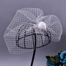 1 Stück eleganter vintage Gesichtsschleier mit 3D Blumen Dekor & leichtem transparentem Tüll, geeignet für Fotoshootings, Bankette, Ball Party Accessoire - Verschiedenfarbig - Übersicht 4