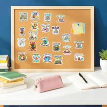 56pcs Funny Animal Text Cute Cartoon Silly Doodle Series Stickers, Suitable For Scrapbook, Diary, Notebook, Water Bottle, Car Etc. Faith-Based Design With Positive Messages, Great Gift - Multicolor - View 8