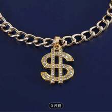 Pet Collar Necklace With Dollar Sign Pendant, Luxury Pet Accessory - Gold - View 7