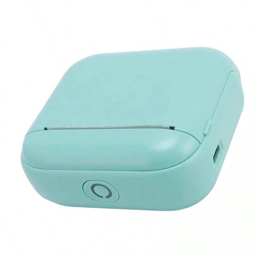 Mini Impresora Termica Portatil Bluetooth Azul Diseño Cuadrado Sin Tinta con Papel