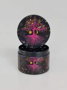 50mm 4-Layer Zinc Alloy Metal Grinder, Red Tree Of Life Design Metal Grinder, Cartoon Tree Design Manual Grinder, Smokers Essential, Holiday Gift!