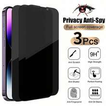 BOLLYMORE 3-Pack High Definition Anti-Spy Screen Protector Film For IPhone 17 Pro Max/17 Pro/17/AIR/16 Pro Max/16 Pro/16/15 Pro Max/15 Pro 14-11 - Left And Right Privacy Filter, Compatible With Phone Cases, Full Coverage, Commute/Office Security Protection