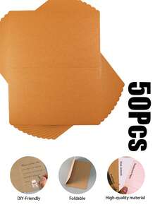 3/10/20/50张装DIY圆角折叠贺卡 - 19.7x14.8厘米/7.75x5.8英寸，空白可涂鸦。提供珠光纸、牛皮纸和纯色卡纸材质。适用于生日、婚礼、感谢活动和日常通信。