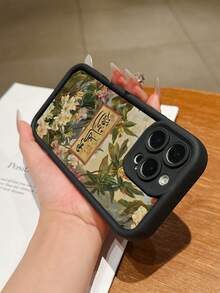 1pc Painting Flower Slogan Printed 2D Pattern Creative High-End Middle Eastern Style Minimalist Cartoon Cute Painting Flower Slogan Design Suitable As Birthday/Holiday Gift For Elders, Friends, Family, Couples, Yourself, Black Matte Soft Case With Full Protection Against Dust And Water Compatible With Iphone 16/15/14/13/12/11/Pro/ProMax/X/XR/XS/XSMAX/7/8/PLUS And Models - Black - View 5