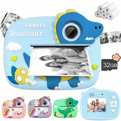 Kids Instant Print Camera Set, Children's Instant Print Camera, Kids Instant Camera, Camera Set, Suitable For 3-12 Years Old Boys And Girls As Christmas, Birthday And New Year Gifts, Children Camera Toy
