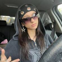 1-Piece Elegant Women's Headscarf Set, Metal Ring Knitted Elastic Sweat-Wicking Sports Hair Accessory - 黑色 - 查看 7