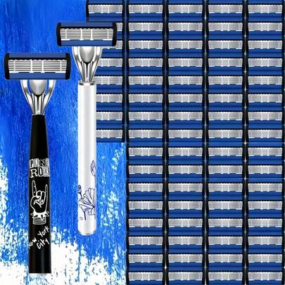 Esta afeitadora súper suave y de moda cuenta con 72 cuchillas de acero inoxidable ultra afiladas y reemplazables, que son afiladas y suaves. Con 2 mangos antideslizantes y cómodos, es un accesorio de afeitado indispensable para hombres