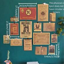 Warner Bros 15Pcs Wall Decals Set - 9¾ & Azkaban Signs, Undesirable No.1 Poster & Marauder's Map Art | Premium Peel & Stick Vintage Wall Art Prints | Nostalgic Magic School Decor For Bedroom, Dorm, Kitchen & Living Room | Perfect For Collection & Gifting(Grey And Yellow Versions Are Randomly Shipped) - Multicolor - View 5