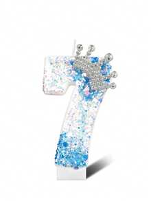 Ombre Blue Crystal Crown Numbered 0-9 Birthday Princess Theme Party Cake Decorative Candles - Blue - View 12