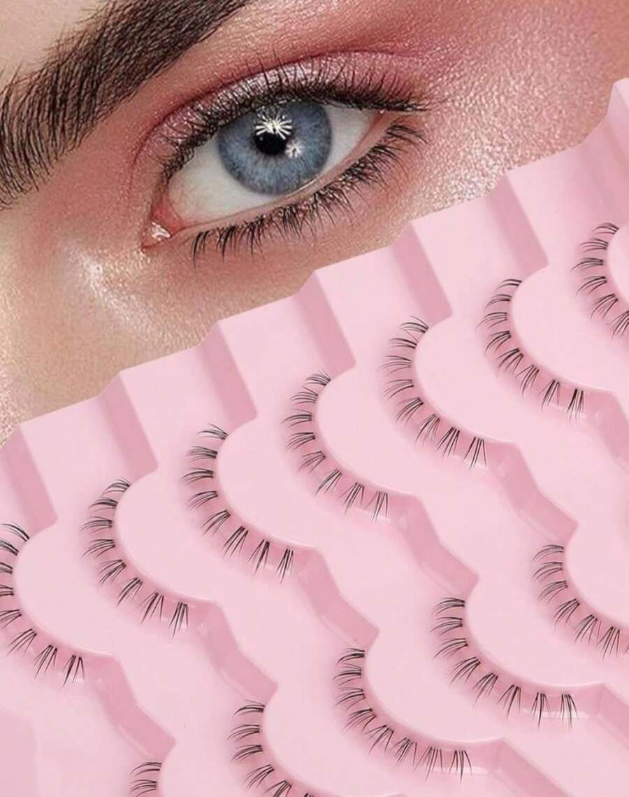 Bottom Lashes Natural Everyday Wispy Lashes Natural Look Flared Eyelashes False Lower Lashes Soft Fluffy Lashes False Eyelashes 7 Pairs B-1 - Màu A - Xem 1