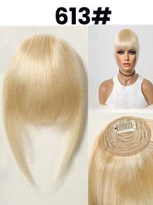 Human Hair Bangs Clip In Black Cut Fringe Hairpiece Natural Black Blonde Brown Bangs Clip In Hair Extensions Straight Remy - Multicolor - View 10