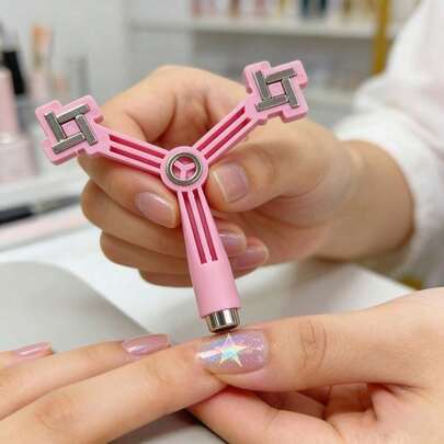 1个四合一三角风车星形强力猫眼磁铁，适用于UV凝胶指甲油，可重复使用，星形磁性工具，用于DIY猫眼指甲油