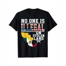 No One Is Illegal On Land Graphic Tee - Cotton Short Sleeve Shirt, Black With Bold White & Mexican Print, Casual Street Style, Comfortable Summer Essential Casual Attire Funny Shirts Men Unique Gifts Man Friend Plus Size - Áo thun - 8 - Xem 2