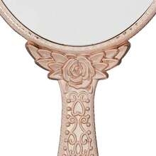Espejo de Mano con, para Maquillaje de Vanidad Uso en Casa Salón Viaje (Ovalado Tallado, Oro Rosa) - Oro rosa - Ver 3