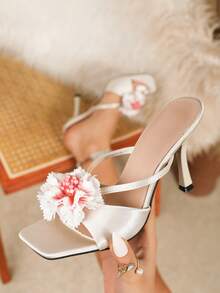 Giày sandal cao gót mũi nhọn gợi cảm dành cho nữ cỡ lớn, thích hợp cho cả trang phục thường ngày và dự tiệc, kiểu dáng thời trang đa năng. - Bụi hồng - Xem 1