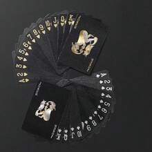 1 Paquete de Cartas de Juego a Cuadros Negras de PVC - Cartas de Póker de Plástico de Alta Calidad - Negro - Ver 5