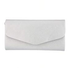 NIMA Ladies Silver Envelope Clutch Evening Bag - 銀色 - 查看 2